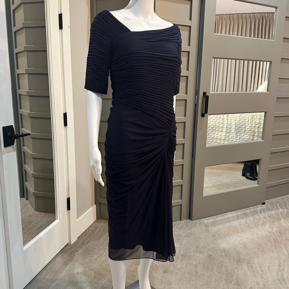 Tadashi Shoji Dresses & Skirts - Tafashi Shoji Womens Navy Mesh Draped Dress Size M